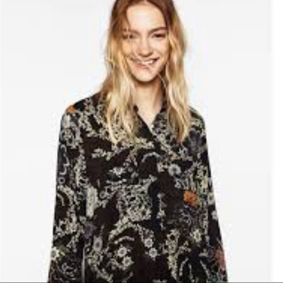 NWT ZARA PRINTED SHIRT DRESS - Picture 4 of 6